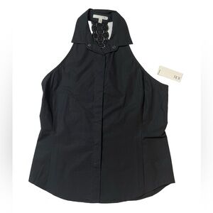 ROI Black Lace Back Shirt Top Sz M Women